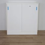 Opbevaring med skydedør Hvid/Blå