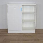 Opbevaring med skydedør Hvid/Blå