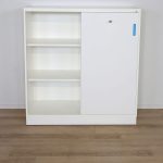 Opbevaring med skydedør Hvid/Blå