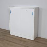 Opbevaring med skydedør Hvid/Blå