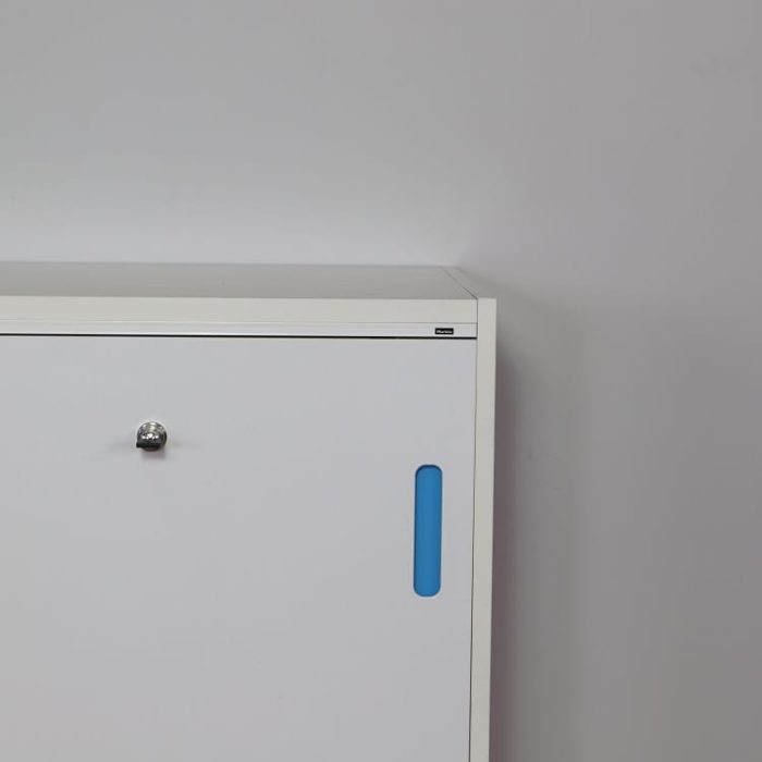 Opbevaring med skydedør Hvid/Blå